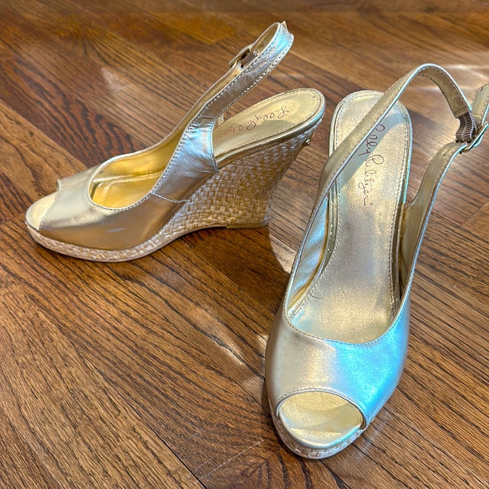 Lily Pulitzer Gold Wedges